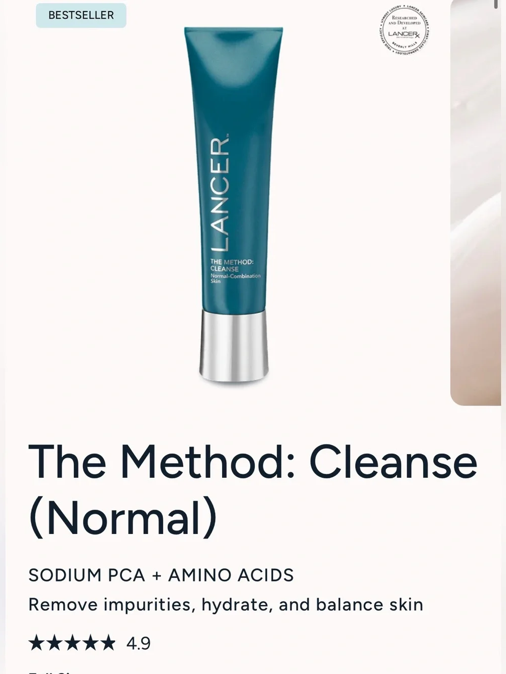 NIB Lancer CLEANSE Normal-Combination Skin Cleanser